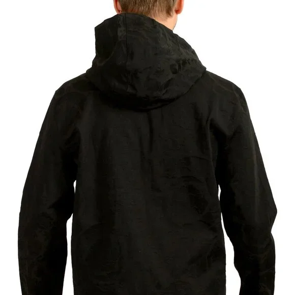Versace Men's Black Hooded Full Zip Barocco Jacquard Light Jacket US M IT 50